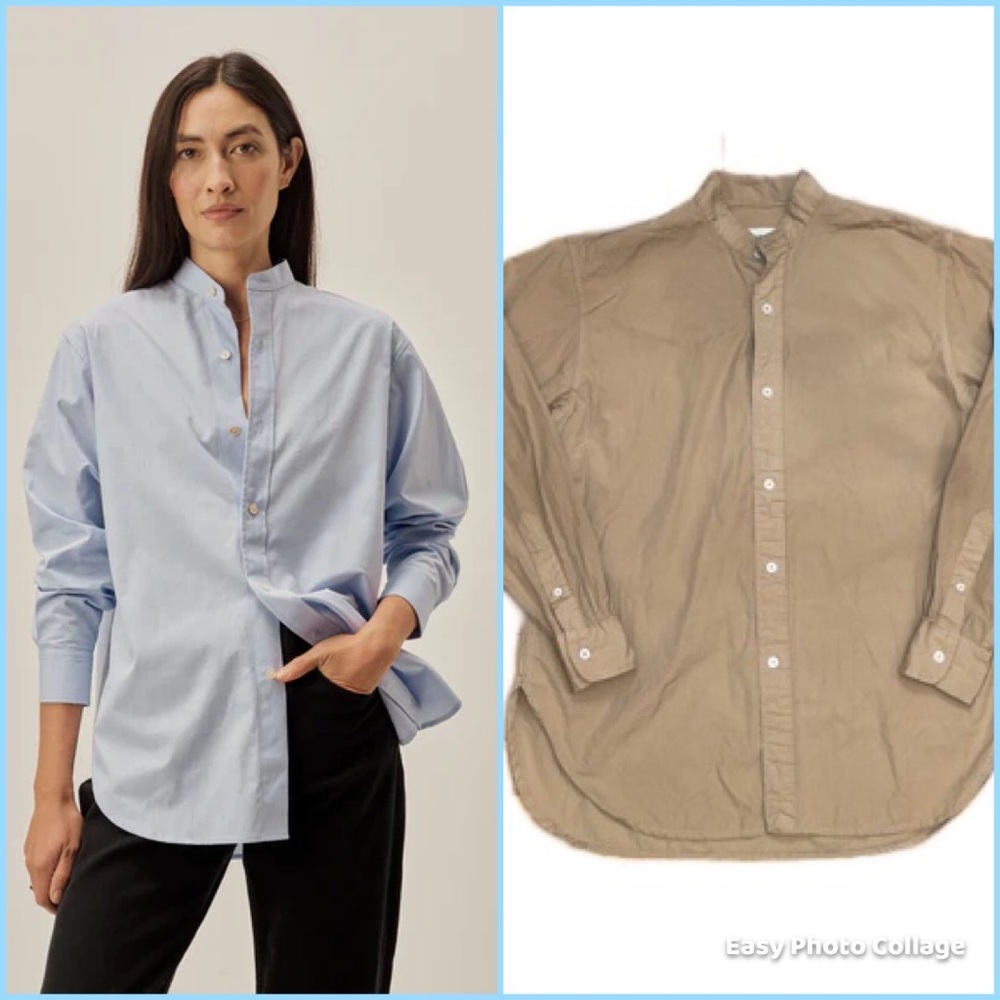 Buck Mason Mainstay Band Collar Button Down, size Small